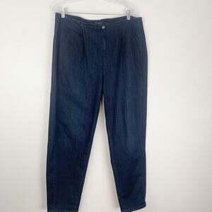 Eileen Fisher Jeans Womens 14 Pleated Front Tapered Ankle Leg‎ Dark Wash Organic